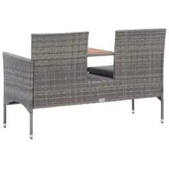 VidaXL Tuinbank 2-zits Met Tafeltje 143 Cm Poly Rattan Grijs -Huishoudelijke Goederen Winkel 7799818a98ab4446a7d20935e3997dc7