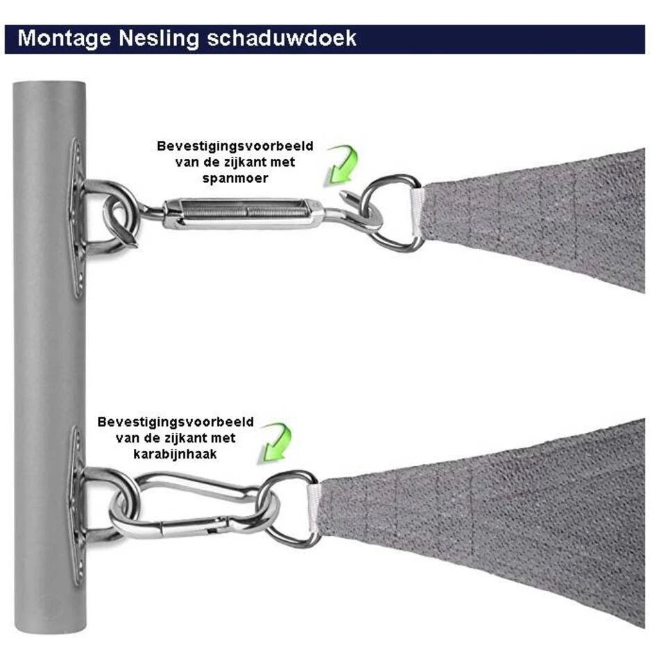 Nesling Coolfit Schaduwdoek 5x5x5 Meter - Zwart 6 Nesling Coolfit Schaduwdoek 5x5x5 Meter - Zwart - Afbeelding 4