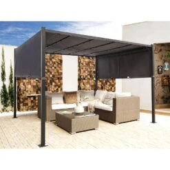 Beliani Tuinpaviljoen PARGA - Grijs Staal, Polyester -Huishoudelijke Goederen Winkel 81c0d3c32bea4a7da50293855447e0b2