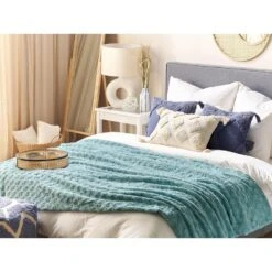 Beliani Sprei KANDILLI - Groen Polyester -Huishoudelijke Goederen Winkel 8901d6d178d040e59e39a09ac4da4121