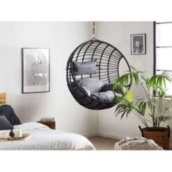 Beliani Hangstoel ASPIO - Zwart Pe Rotan -Huishoudelijke Goederen Winkel 9d0c4e5d157e4d6ab59eb89d0f28dcf5