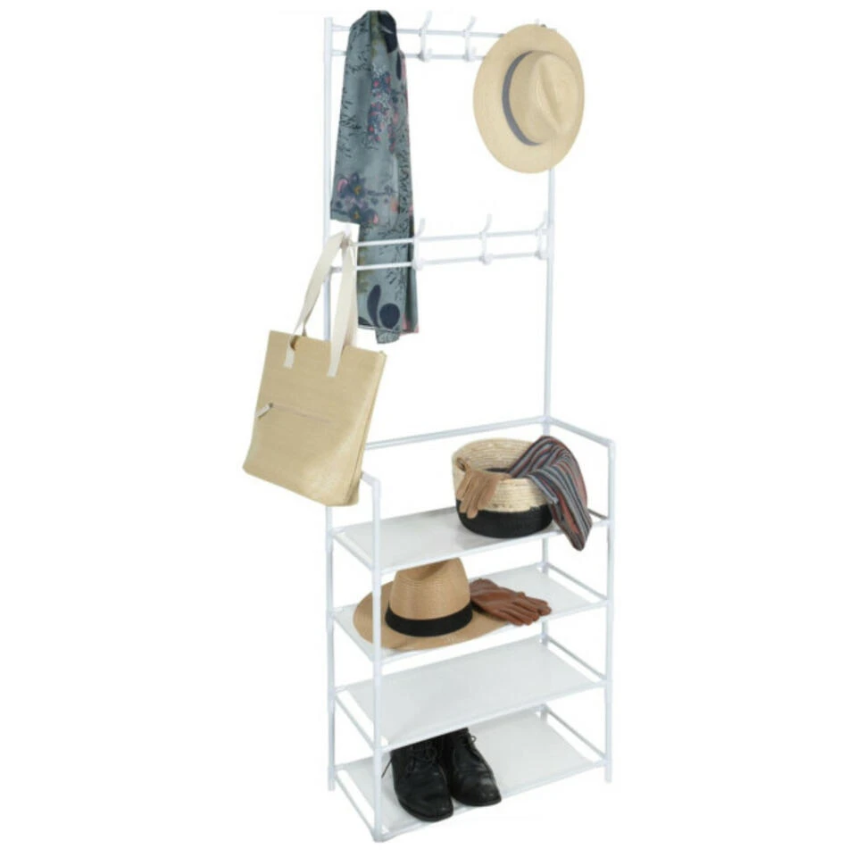 Storage Solutions Kledingrek - 60 X 26 X 155 Cm - Metaal - Wit 4 Storage Solutions Kledingrek - 60 X 26 X 155 Cm - Metaal - Wit - Afbeelding 2
