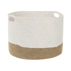 Beliani Mand KAHAN - Wit Katoen, Jute -Huishoudelijke Goederen Winkel b0280f4b18484ca89d25ac0f6baddac1