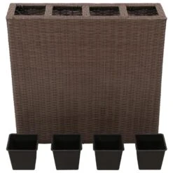 VidaXL Plantenbak Verhoogd Met 4 Potten 2 St Poly Rattan Bruin 9 VidaXL Plantenbak Verhoogd Met 4 Potten 2 St Poly Rattan Bruin -Huishoudelijke Goederen Winkel ce5b2a83db984396b52db72f421063af