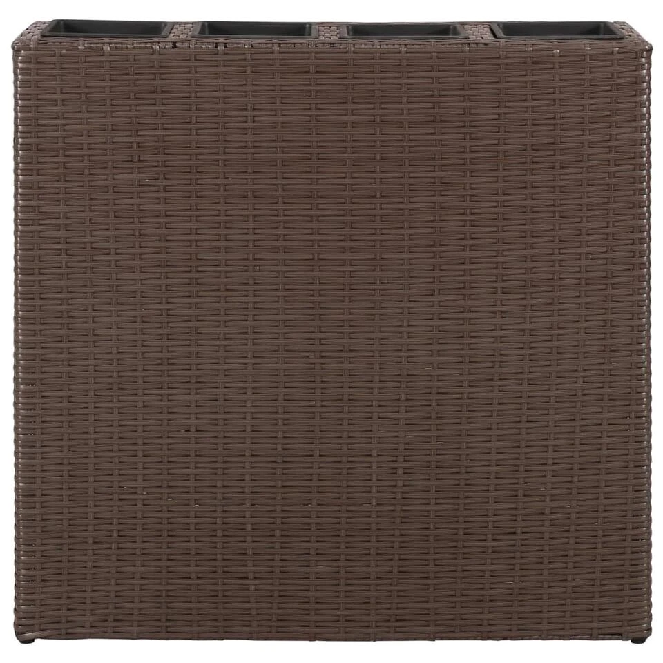 VidaXL Plantenbak Verhoogd Met 4 Potten 2 St Poly Rattan Bruin 5 VidaXL Plantenbak Verhoogd Met 4 Potten 2 St Poly Rattan Bruin - Afbeelding 3