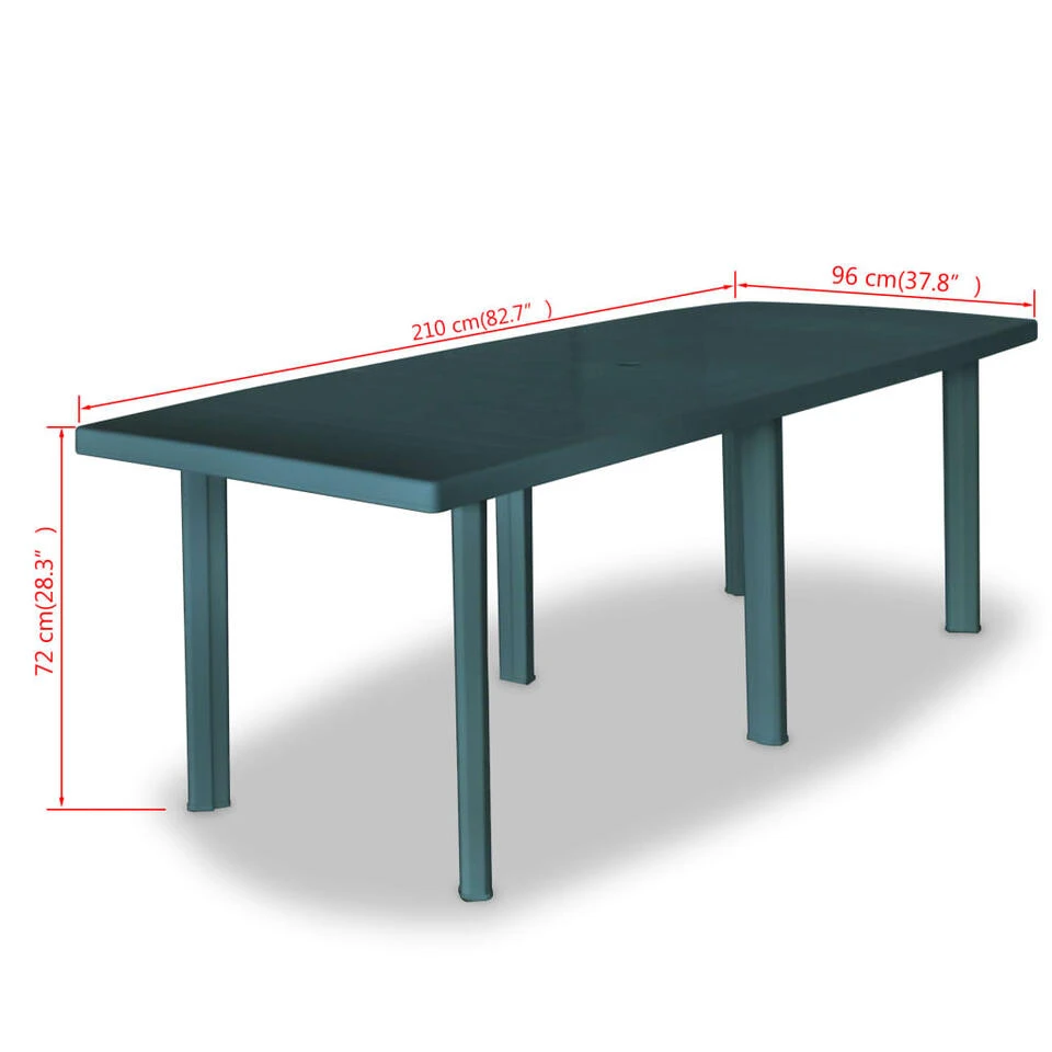 VidaXL Tuintafel 210x96x72 Cm Kunststof Groen 6 VidaXL Tuintafel 210x96x72 Cm Kunststof Groen - Afbeelding 4
