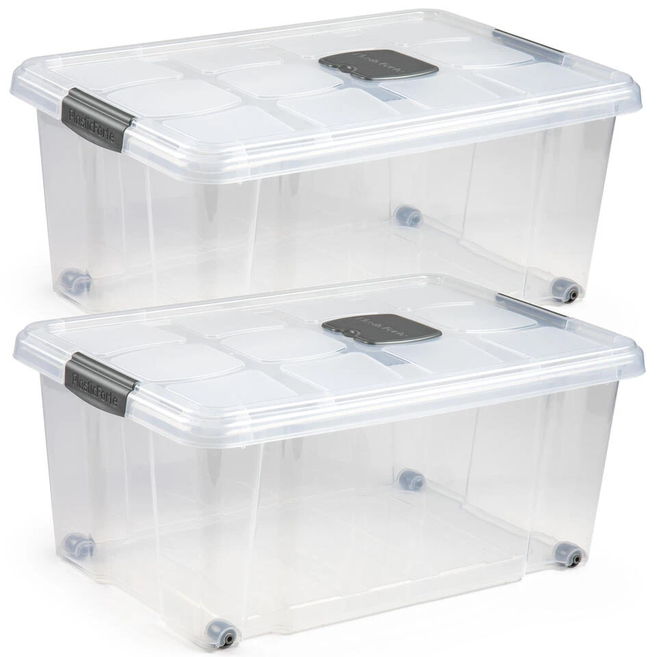 Forte Plastics Opslagbak - 36 L - Organizer Met Deksel - 59 X 40 Cm 4 Forte Plastics Opslagbak - 36 L - Organizer Met Deksel - 59 X 40 Cm - Afbeelding 2