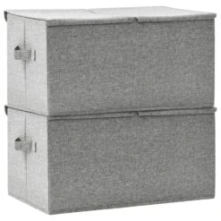 VidaXL Opbergboxen 2 St 50x30x25 Cm Stof Grijs -Huishoudelijke Goederen Winkel f724ee66f5a54fc8ab85ce6a5078223a