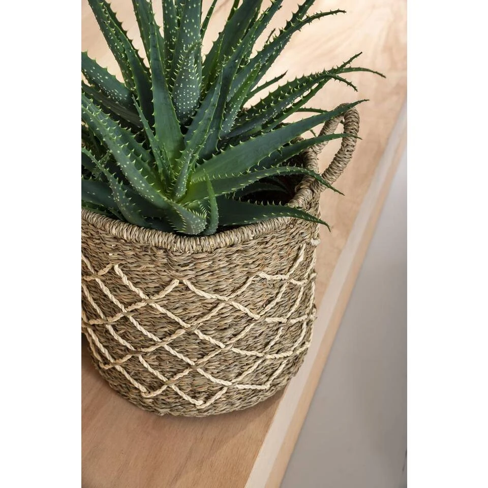 Mand Roos - Naturel - Zeegras - 30xø34 Cm 4 Mand Roos - Naturel - Zeegras - 30xø34 Cm - Afbeelding 2